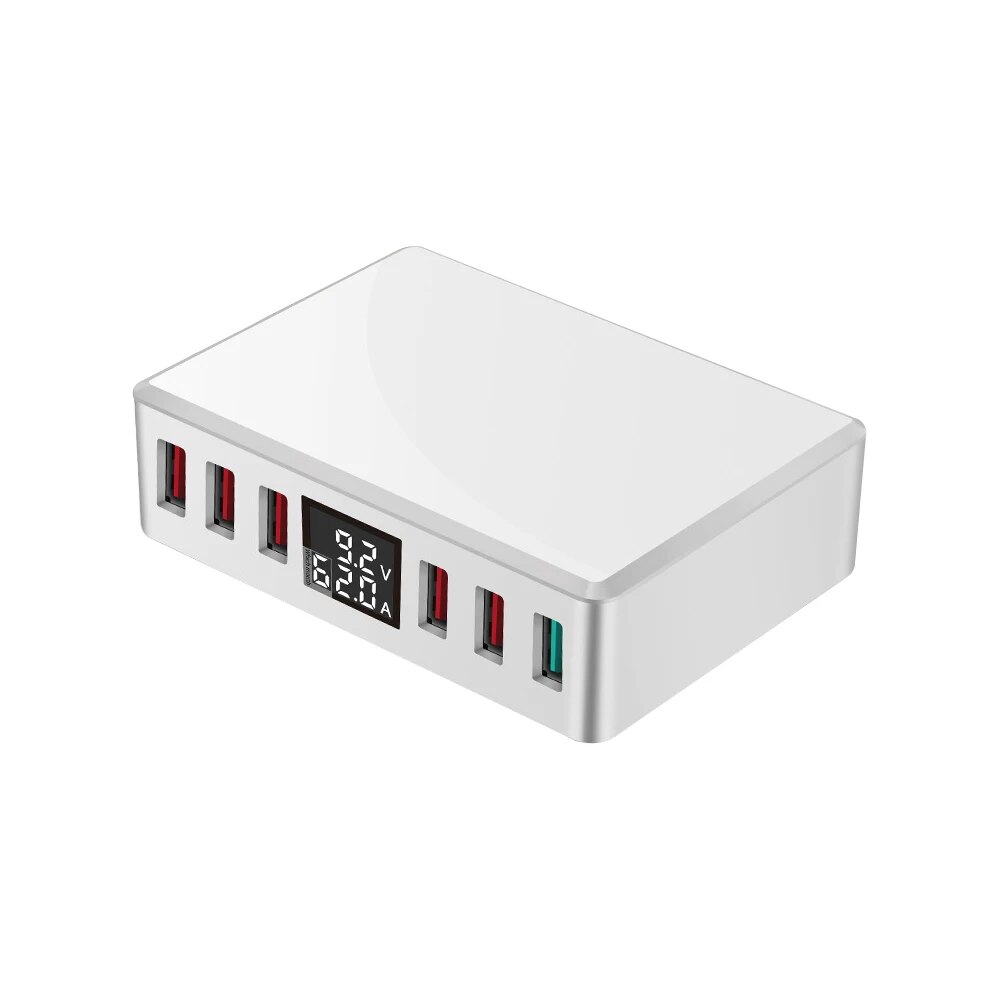 WLX-T9+ Intelligent Portable Quick Charge 3.0  Multi-port USB Fast Charger Adaptive LCD Display 6 Ports 100-240V. 