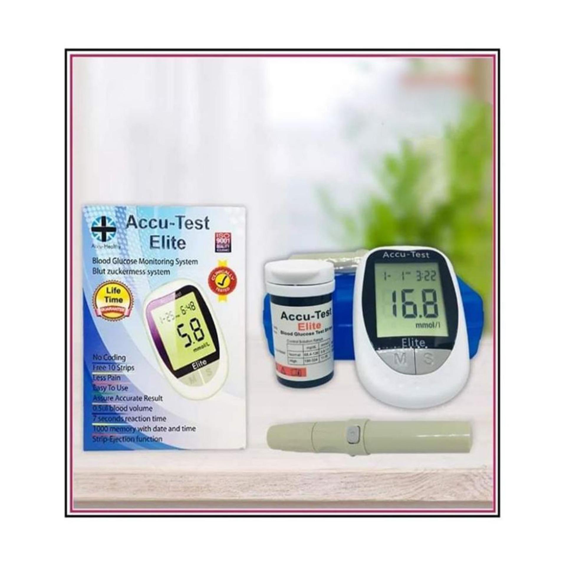 Accu-Test Elite Blood Glucose Monitor (Korean) with 10 Strips and 10 Needles. 