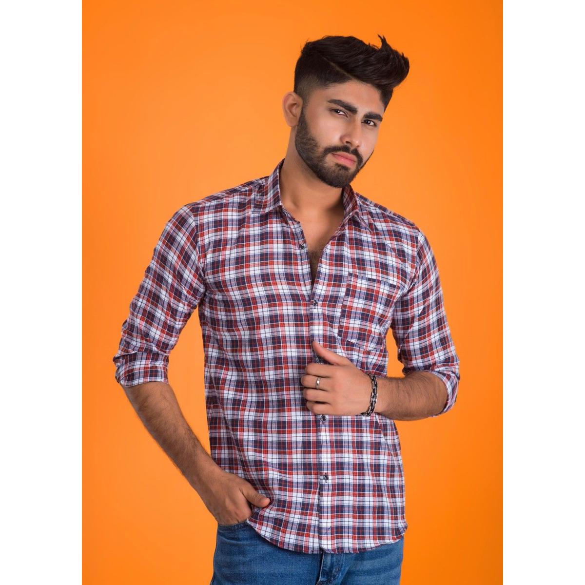 Stylish Cotton Full Sleeve Cheek Shirt For Men