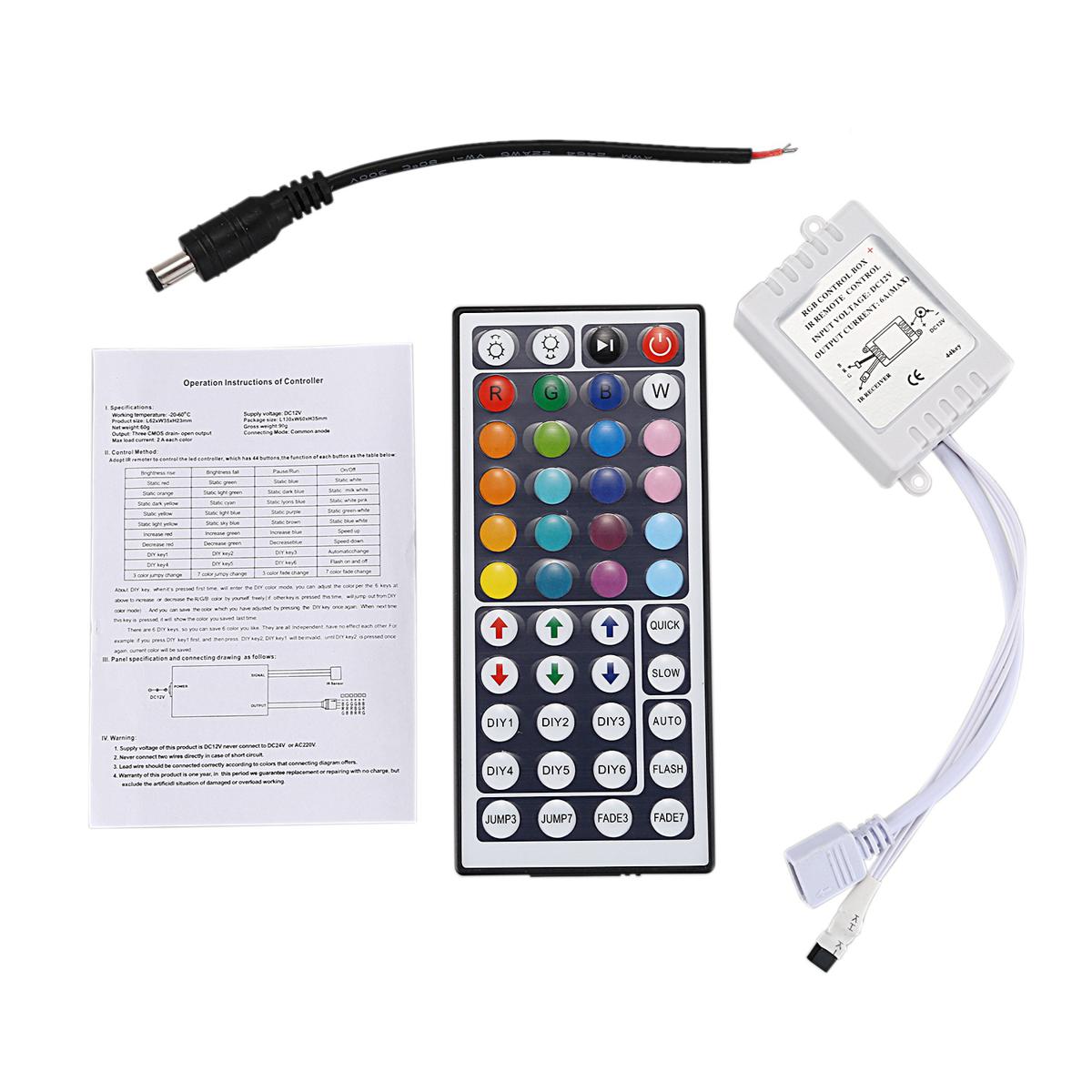 Individual 44 keys Wireless IR Remote control with receiver for 5050 3528 RGB SMD LED strip light