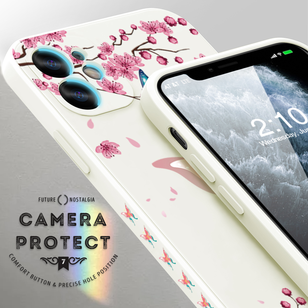 Hontinga for Realme C11 2021 C20 C20A Back Cover Colored Butterflys Side Design Phone Case Square Soft Liquid Silicone Cover. 