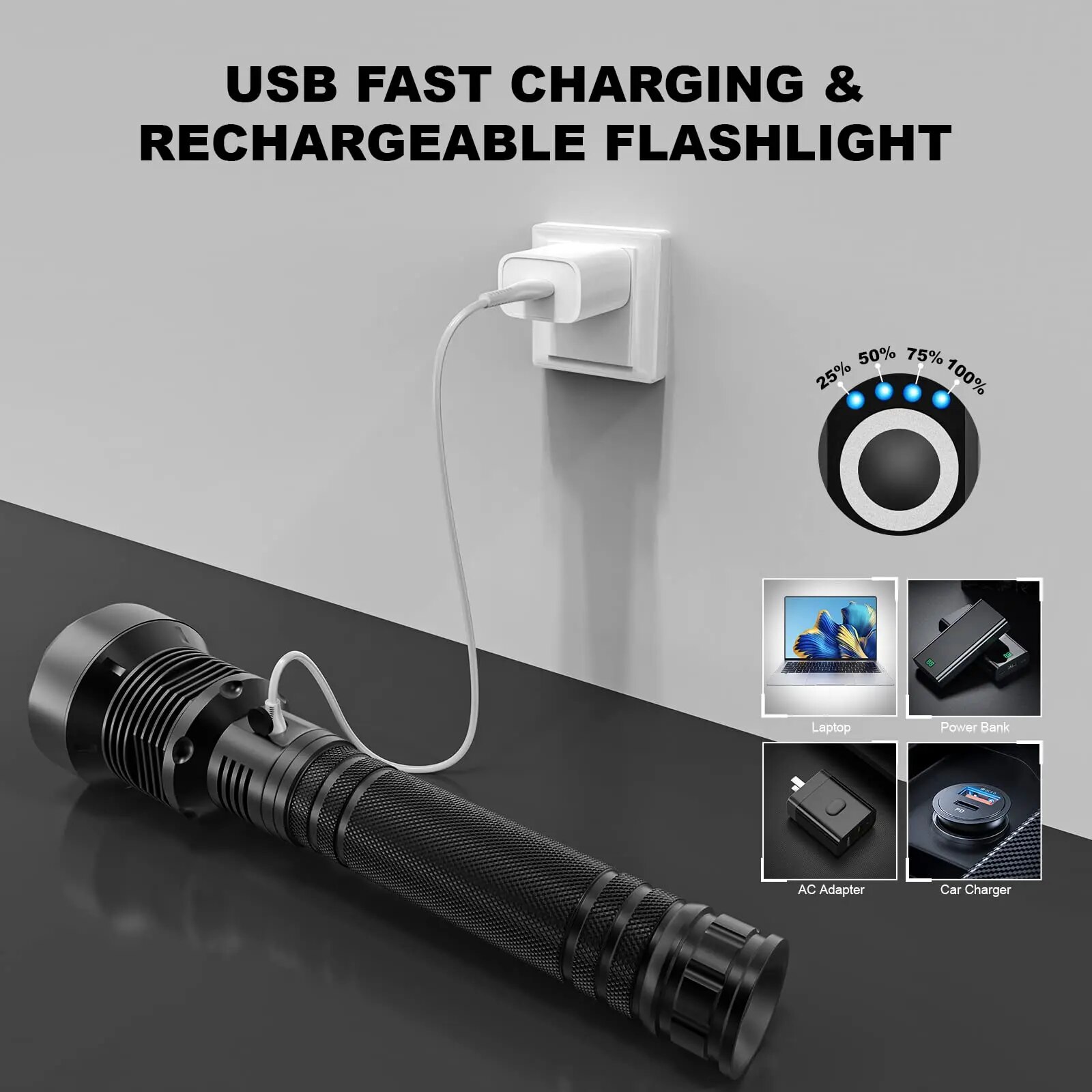150000 High Lumens Led Flashlights Rechargeable Super Bright 5 Modes Waterproof Handheld Powerful Flash Light for Emergencies. 