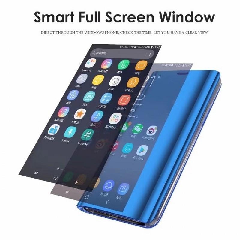 Phone Flip case Galaxy S10 Plus Luxury Plating Smart Clear View Makeup Mirror Transparent Cosmetic mirror case for Samsung S10 Plus Flip Back cover Stand Holder cases. 