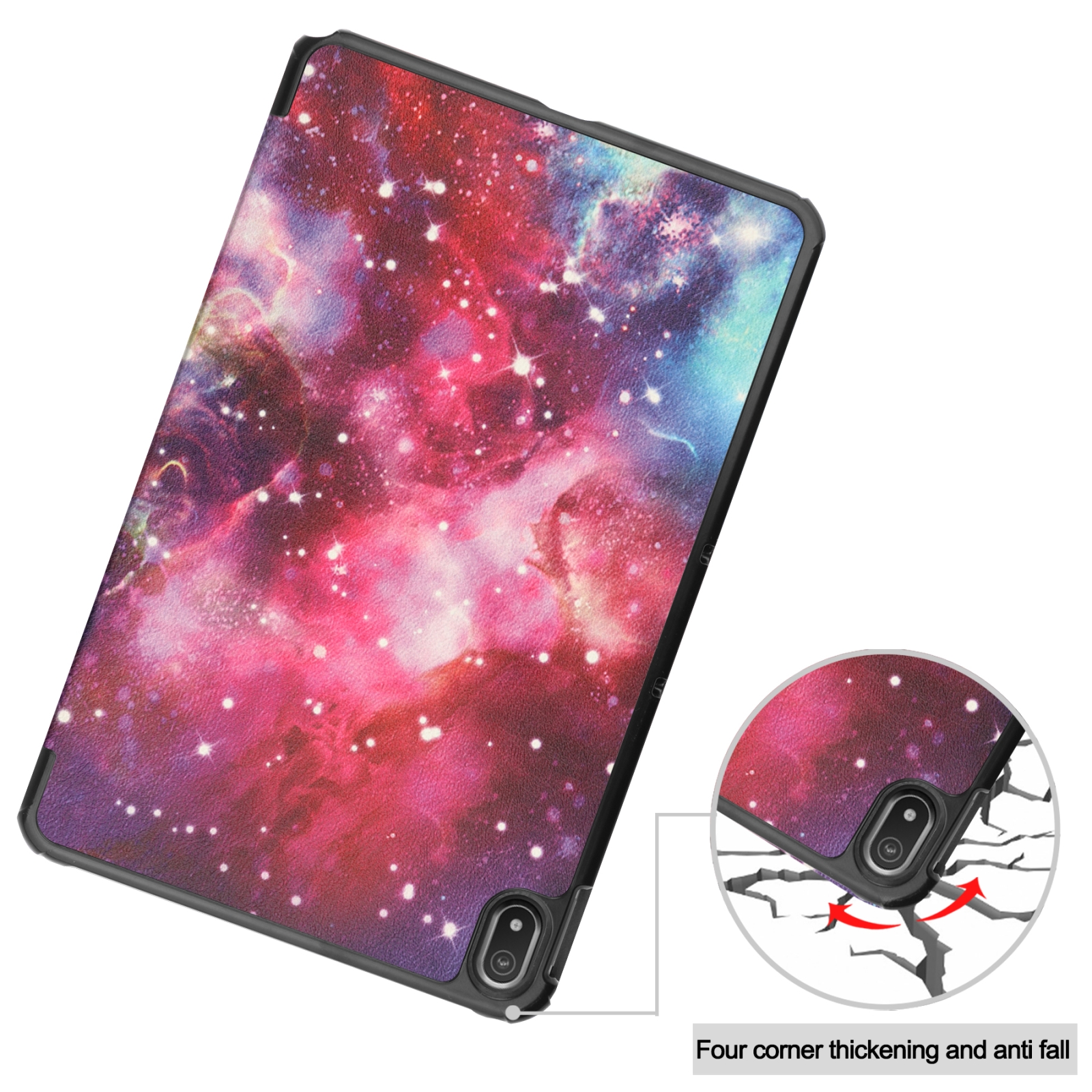 For Nokia T20 Painted Leather Tablet Case with 3-Fold Holder. 