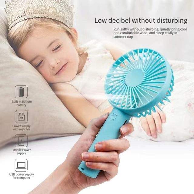 Rechargeable Mini Portable Hand Fan, Table Fan Personal Small Desk Fan with Base, Cute Design 3 Speed Dual Motors Lightweight Handheld. 