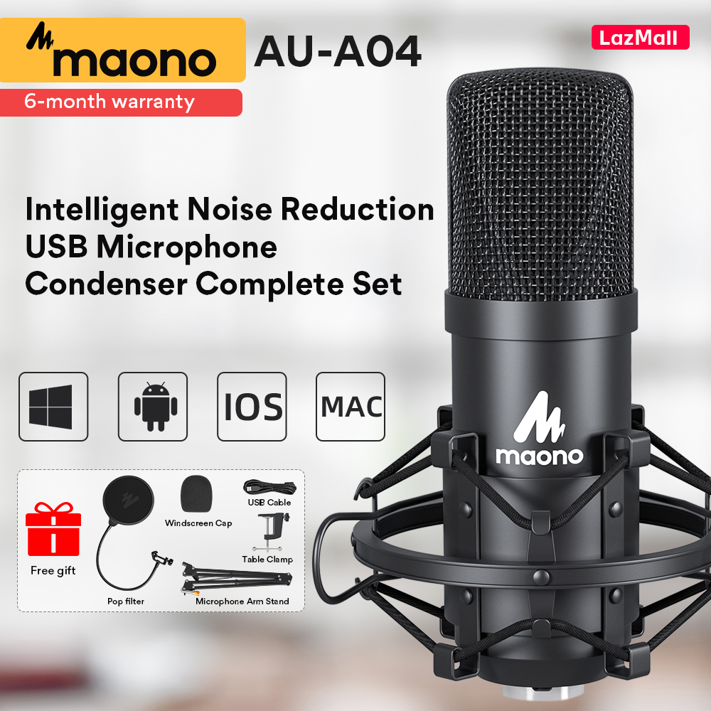 MAONO AU-A04 USB Microphone Setup, Plug & Play USB Cardioid