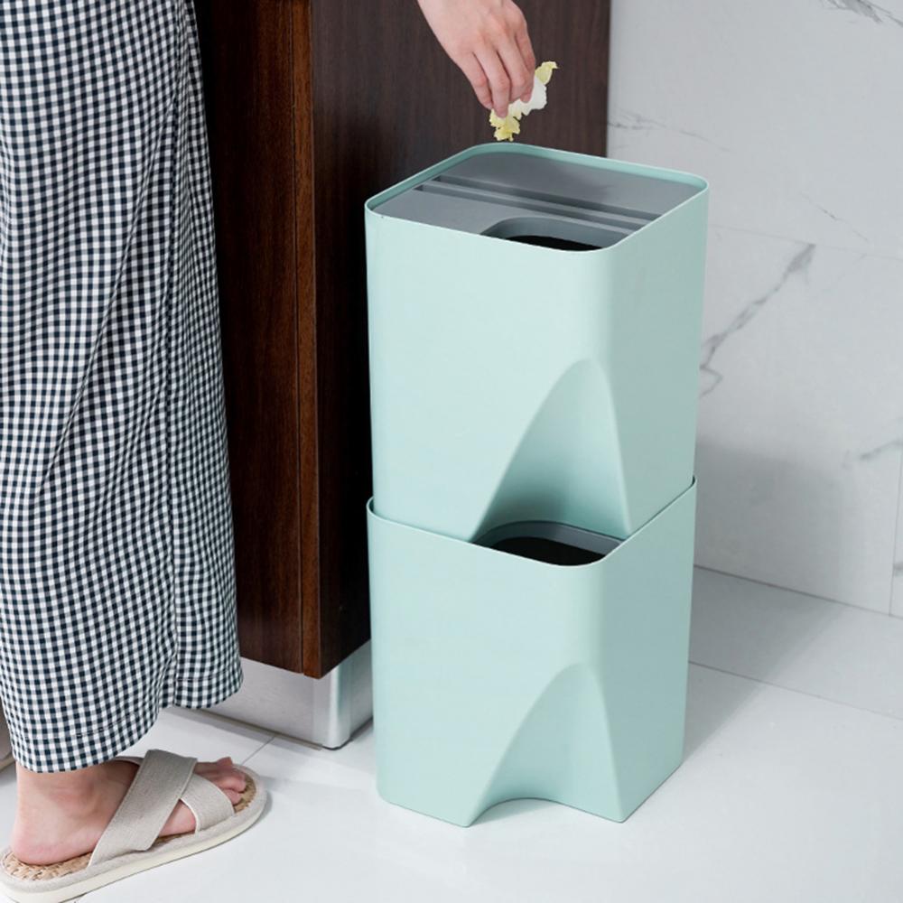 Waste Bins Kitchen Bathroom Dry And Wet Separation Trash Can Rubbish Bin Toilet Garbage Bin Recycle Stacked Sorting Trash Bin. 