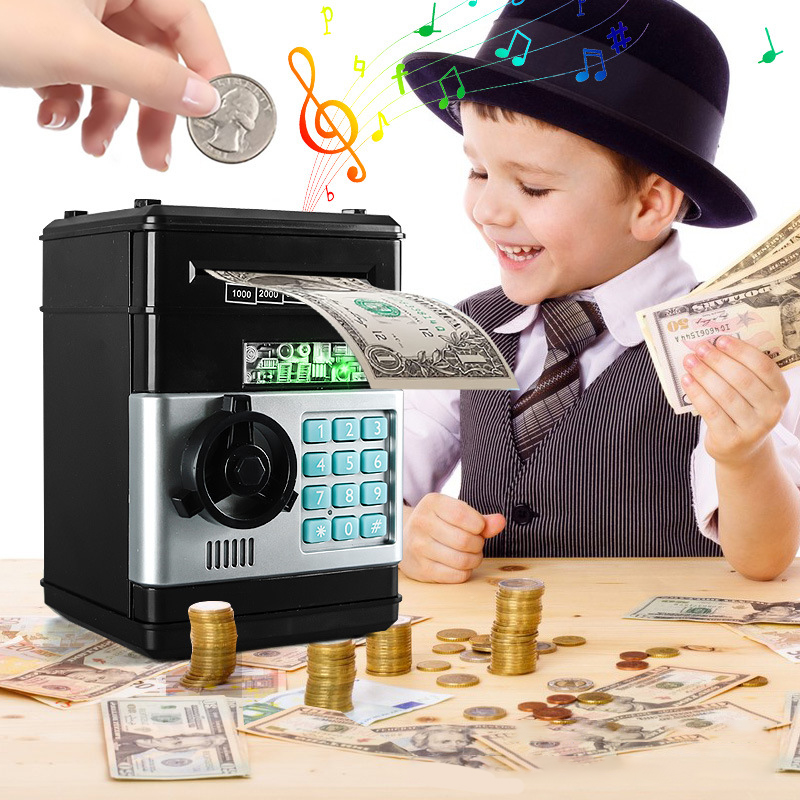Yaratıcı kumbara otomatik Mini güvenli paralar nakit tasarrufu para kutusu şifre sayaç kodu tuş kilidi kumbara ATM çocuk hediye