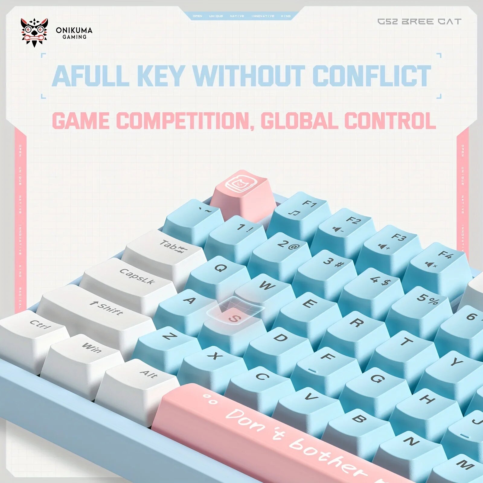 Onikuma G52 Portable Fashion Wired Gaming Keyboard with LED Backlit Matte Key Caps 82 Keys for PC Laptop Mechanical Keyboards. 