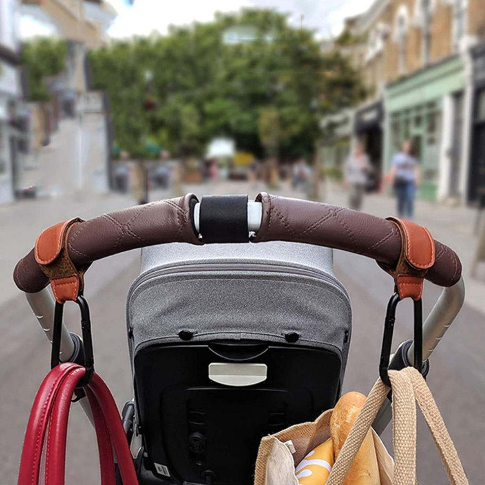 【Lejia】PU Leather Bag Stroller Hook Pram Rotate 360 Degree Rotatable Cart Organizer Hook Stroller. 