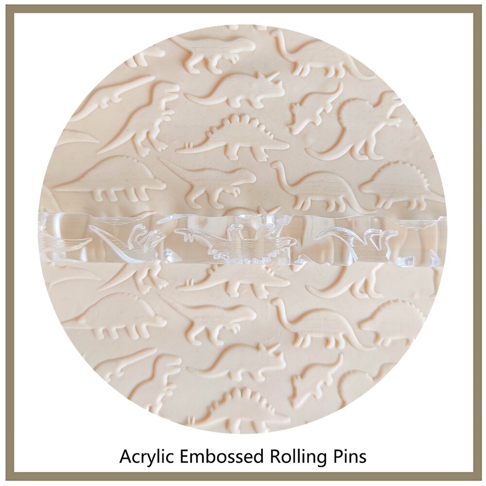 Sugarcraft Tools Pie Crusts Pastry Dough Gum-Paste Sugar Cookies 3D Mini Embossed Rolling Pins With Dinosaur Pattern. 
