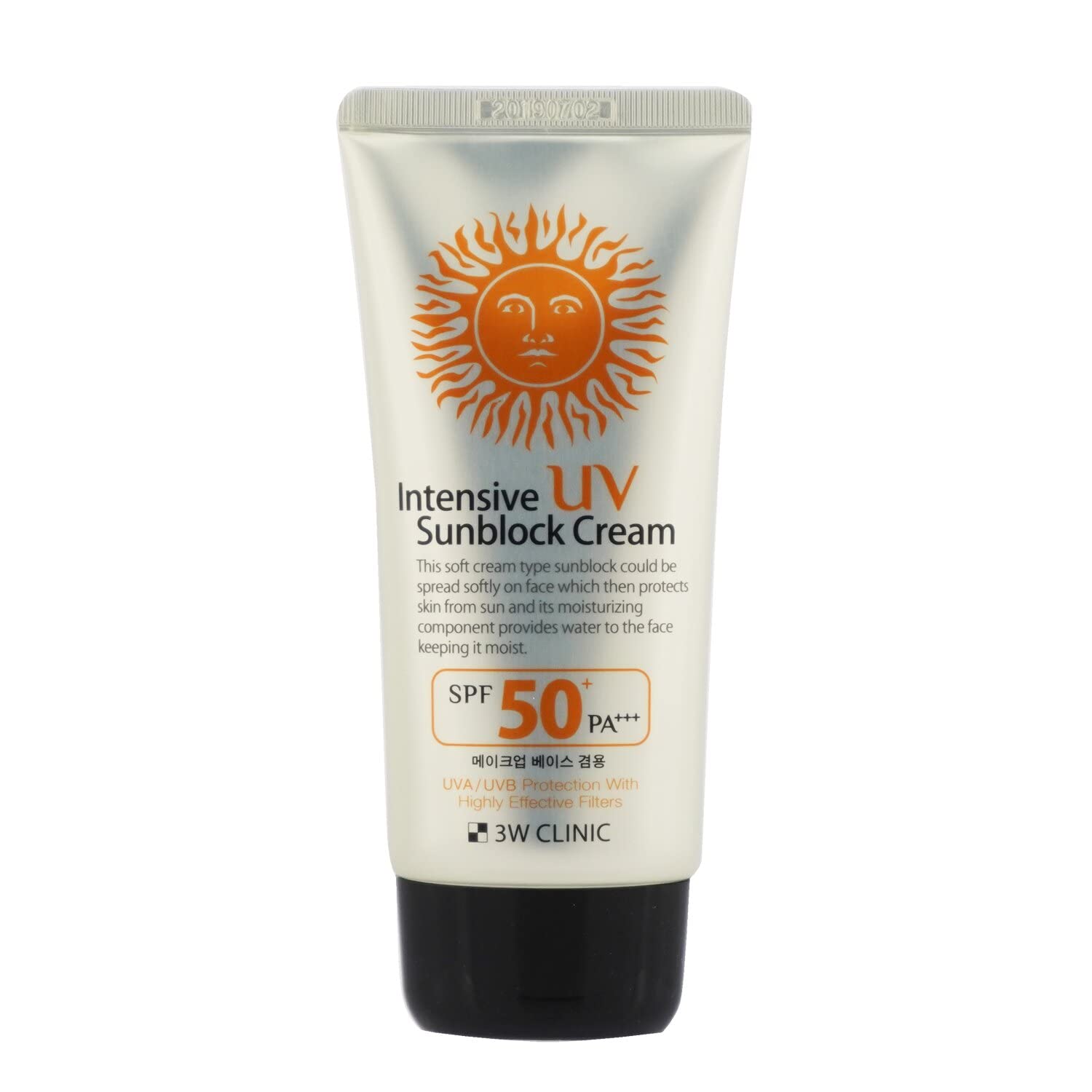 3W Clinic Intensive UV Sunblock Cream SPF50 Pa+++ 70ml | For Make up Base Use Also. 