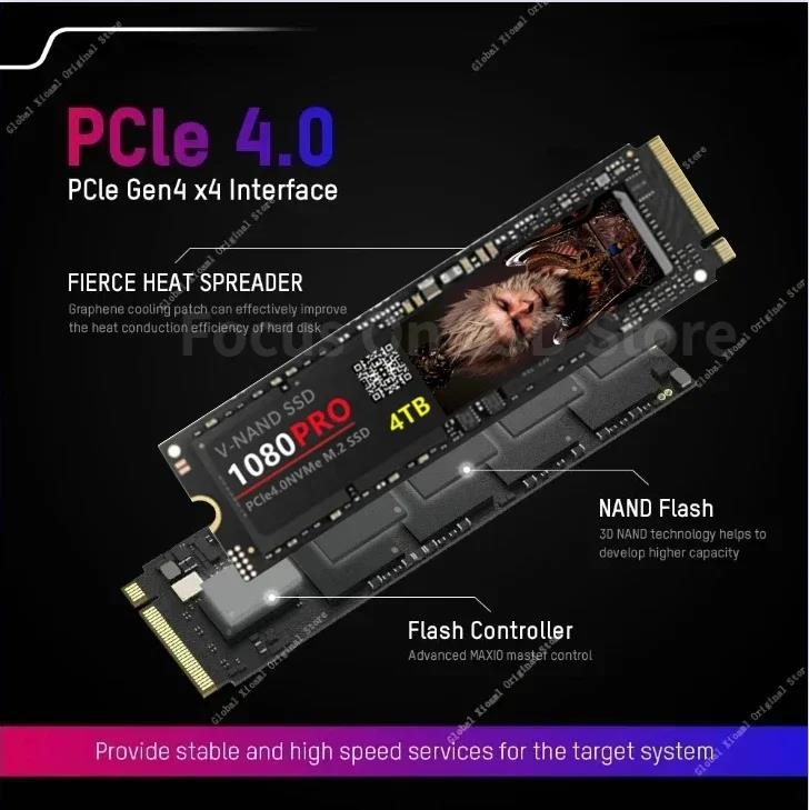1080pro SSD 8tb NVMe M2 SSD 1TB 2TB 4TB M2 SSD PCIe 4.0x4 M.2 2280 Hard Disk Solid State Drive for Laptop PS5 Desktop 12000mbps. 