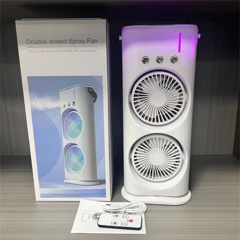 Rechargeable Double Ended Spray Fan with Remote Control, Portable Air Cooler with LED Light Air Humidifier. 