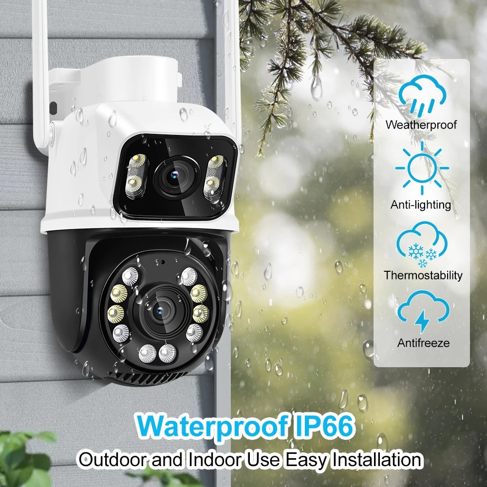 New 8MP 4K PTZ Wifi Camera Dual Lens with Dual Screen Ai Human Detect Auto Tracking Outdoor Surveillance Camera iCSee. 