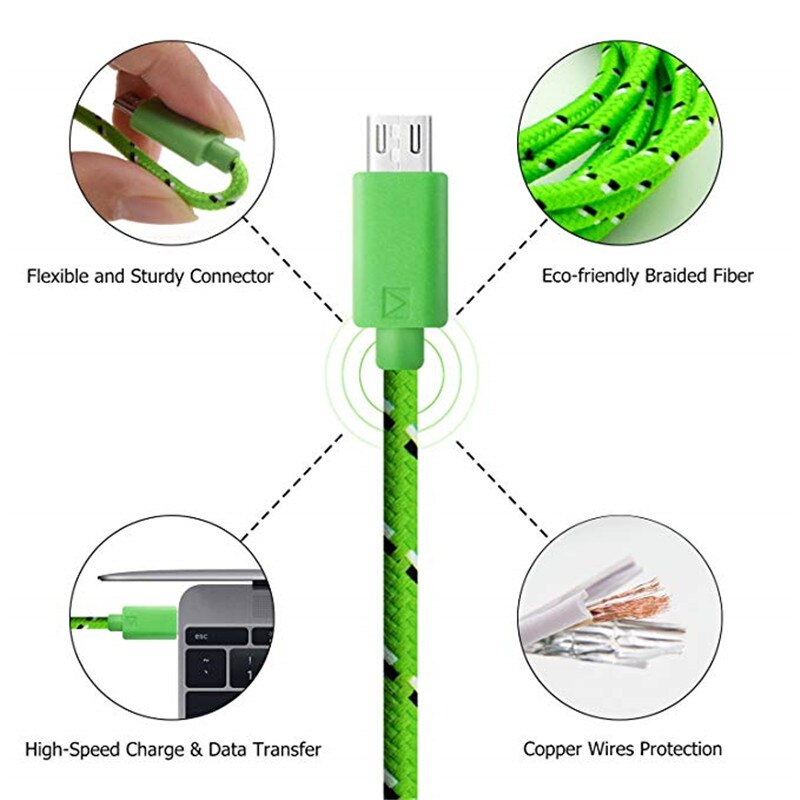 【happy one】Metal Micro USB for Sony Xperia Z1 Z2 Z3 Z4 Z5 L36H L39H Charger Cable for ZTE Blade S6 L3 3 X3 V9 Vita Data. 