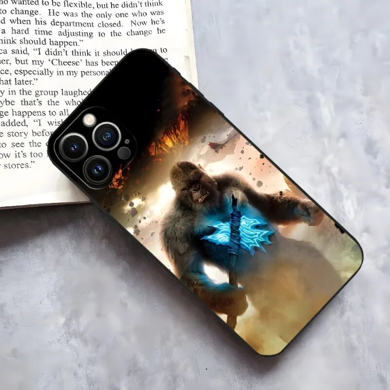 King Kong Godzilla Phone Case For Iphone 14 Pro 13 Mini 11 12 Max Xr X Xs 7 8 6 Plus Shockproof Back Cover. 