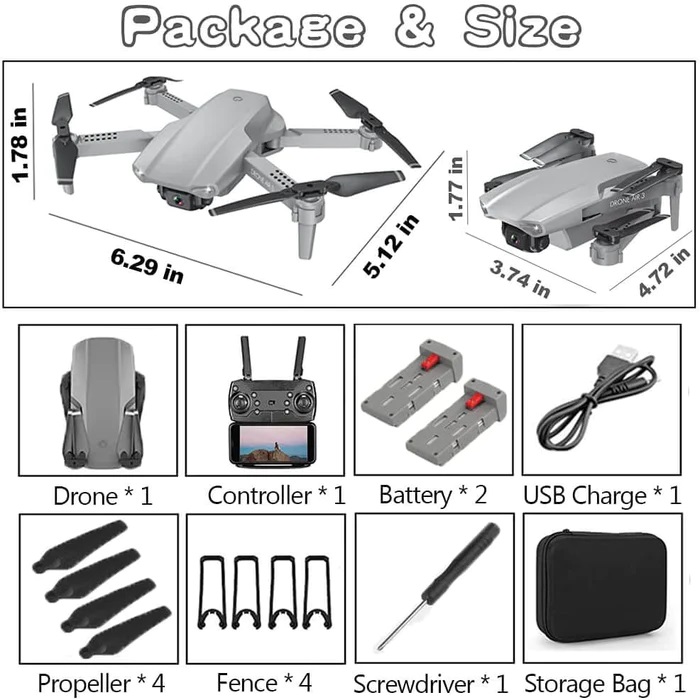 Drone-E99 PRO Double Battery, 4K Dual Camera, Lightweight and Foldable Camera Drone. 