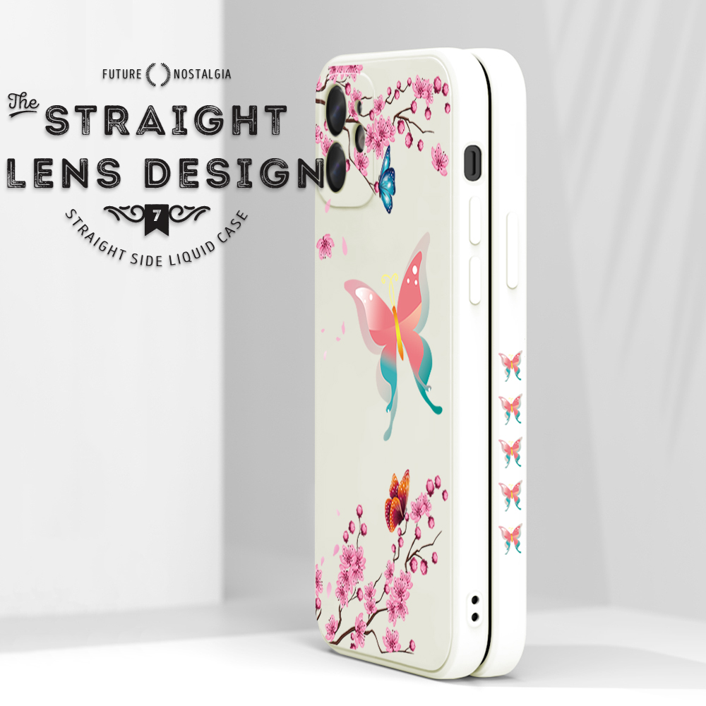 Hontinga for Realme C11 2021 C20 C20A Back Cover Colored Butterflys Side Design Phone Case Square Soft Liquid Silicone Cover. 