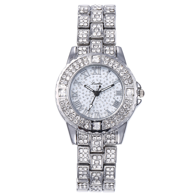 Ladies Casual Watch with Accurate Scale Diamond-studded Strap Women's Watches and Roman Numerals Elegant Female Bracelet Wristwatch. 