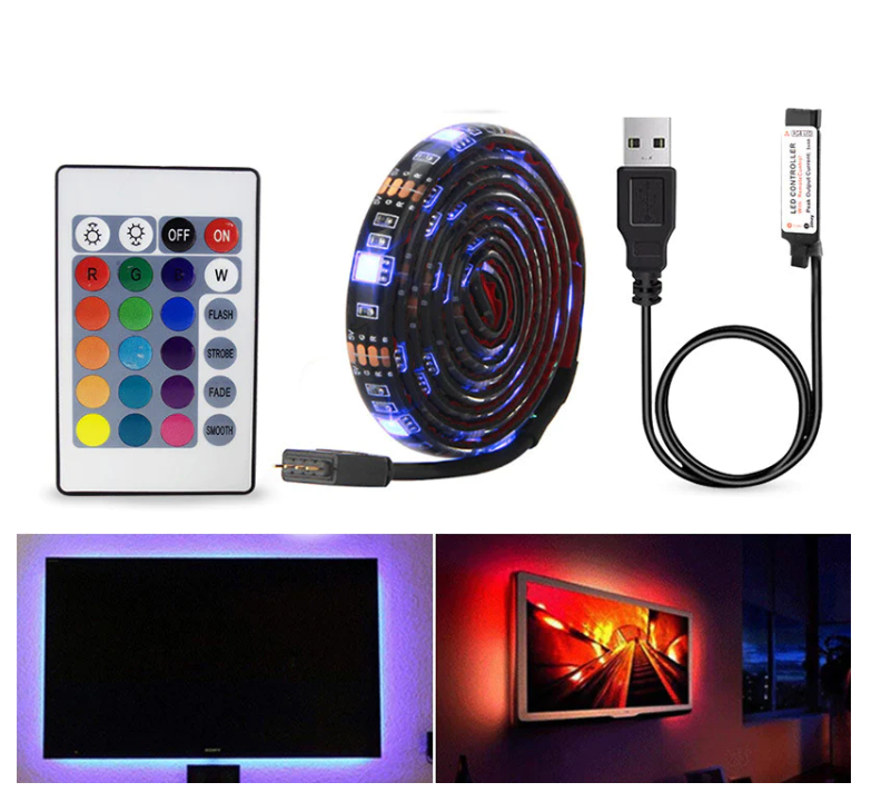 RBG Lights 2 Meter LED Light Strip RGB 5050 Color Changing LED Light Kit Super Bright Flexible Light Strip with 24keys Remote/Bluetooth App Control for Home Decor,Room Decor,Party Decoration TV Lighting Bedroom lighting Wall Lighting. 