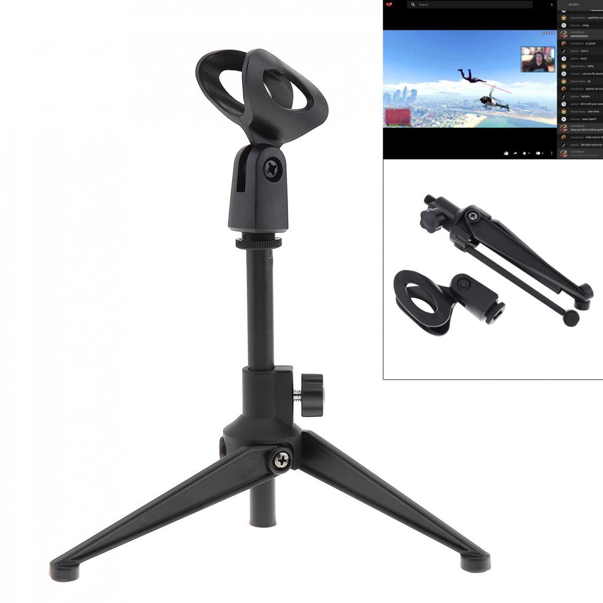 Universal Table Adjustable Metal Desktop Tabletop Stand Microphone Mic Holder 23cm. 