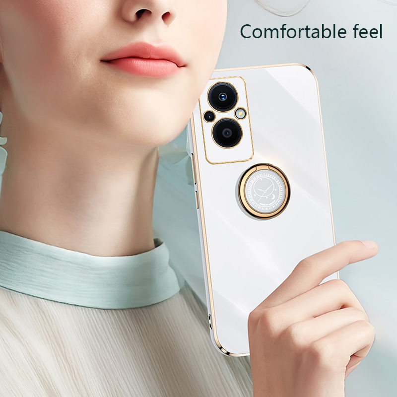 Tokifu For OPPO F21 Pro 5G Case Luxury 6D Plating Soft Back Cover Silicone Phone Cases With Stand. 