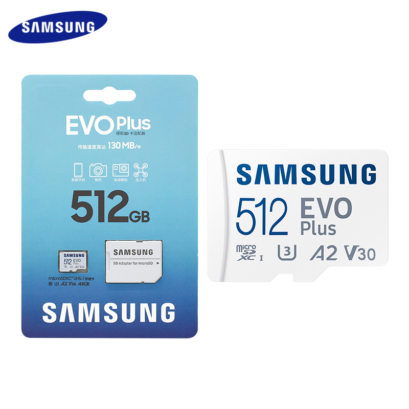 Samsung EVO Plus micro sd Card 128GB 256GB 512GB U3 A2 V30 C10 MicroSDXC 64GB A1 V10 High Speed up to 130MB/s UHS-I Memory Card