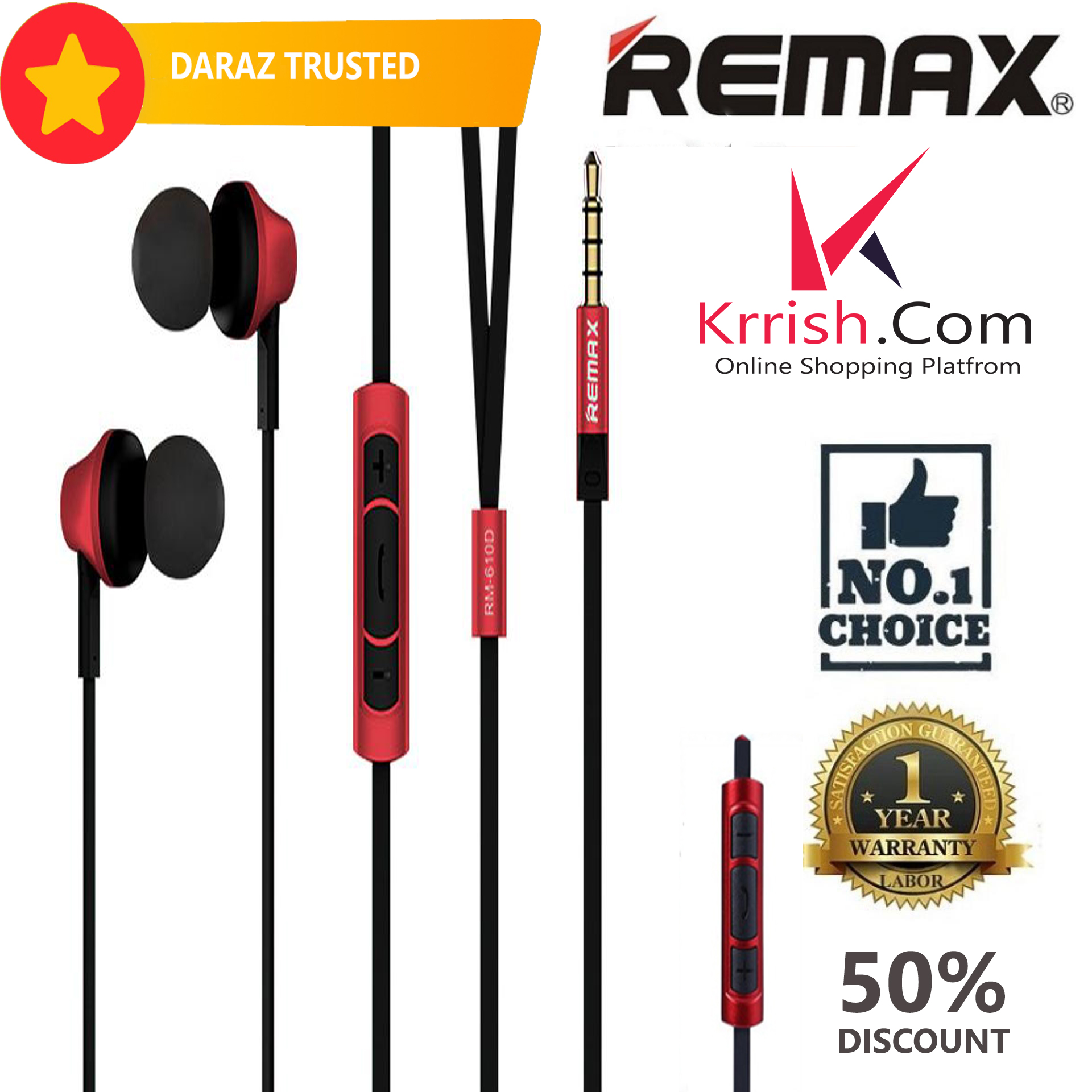 Remax RM 610D Smart Music in-Earphone/Headphone with microphone Best ...
