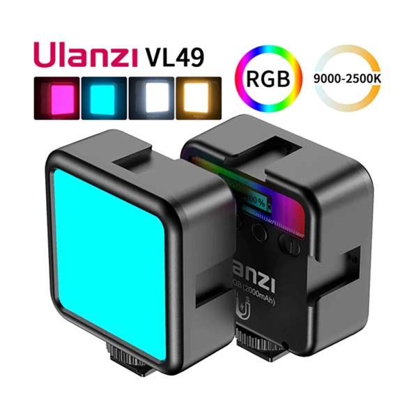 Ulanzi VL49 RGB LED Fill Light Mini Portable Multi-Function 2500K-9000K Pocket Camera Fill Light Live Photography Lighting. 