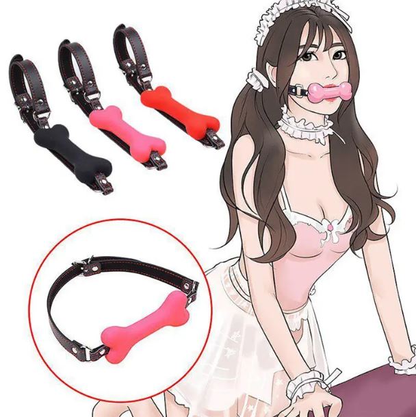 Silicone Bar Gag BDSN Toys Dog Bone Bite Gag - Open Mouth. 