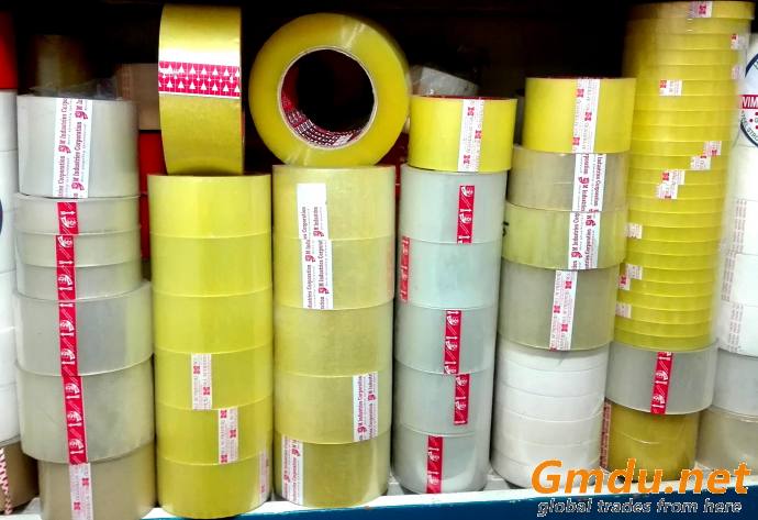 White Gum Tape for Carton Binding Wide 3" (inch) and Length 157 Meter (Big Size, 145 Yard) 5pcs. 