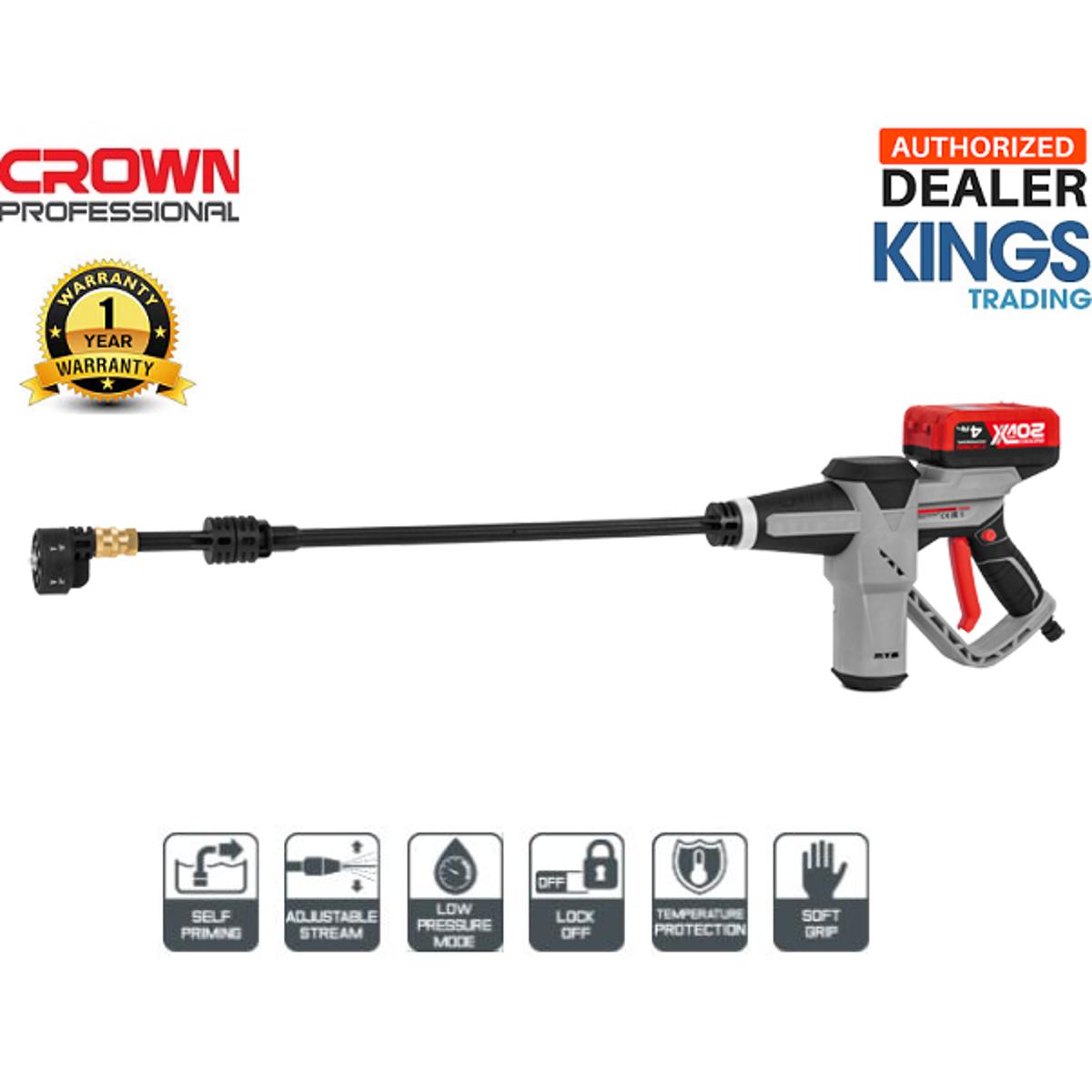 CROWN Cordless High Pressure Washer, Car Washer, Bike Washer, 20V 4Ah