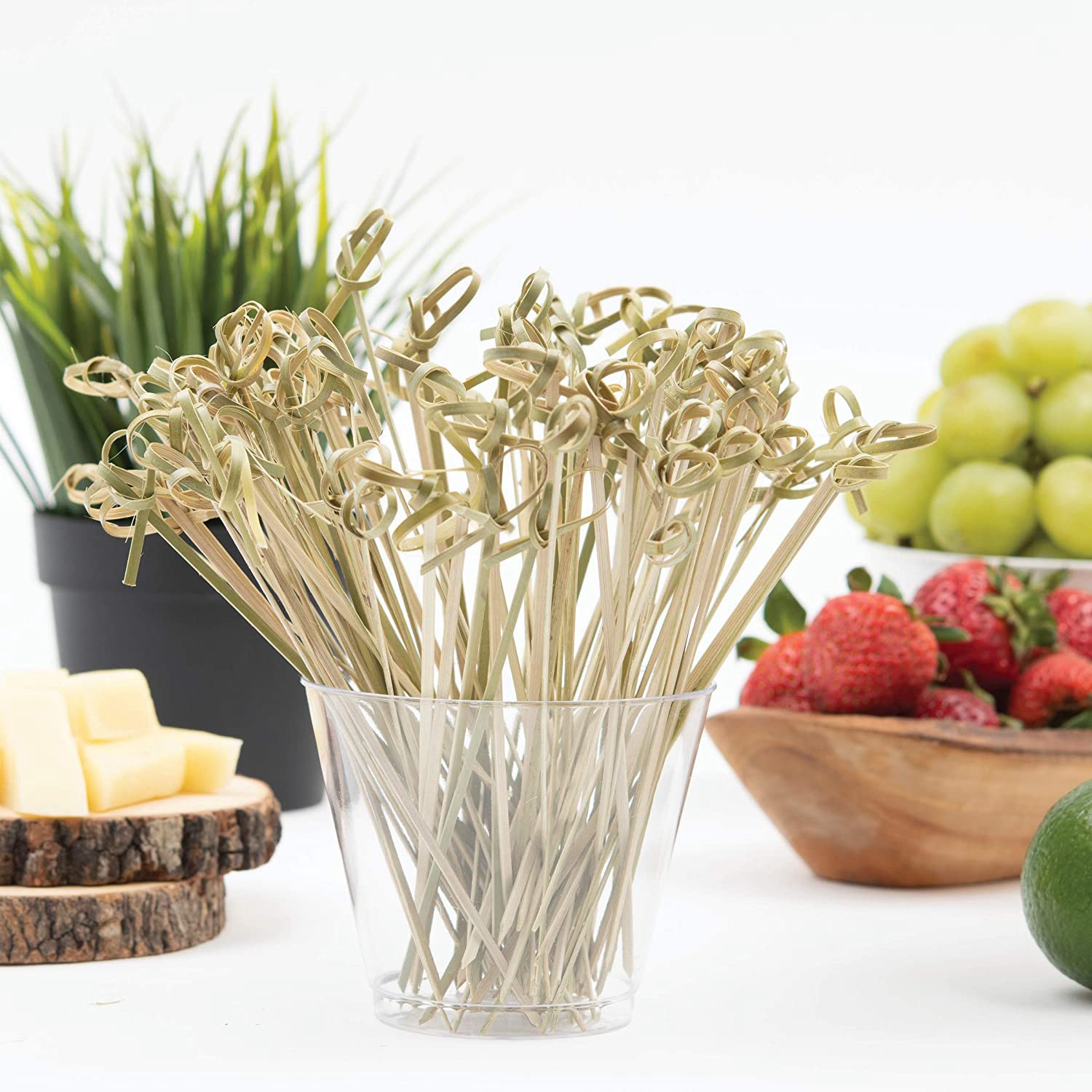 300 Knotted Bamboo Skewers Cocktail Sticks Party Tableware Cocktail Toothpicks(null).. 
