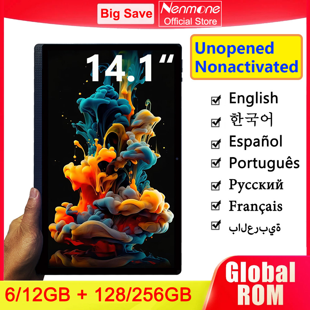 Global Version 14.1 Inch Tablet PC Big Screen 1920x1080 IPS Octa Core 12+256GB Tablet 14 Inch Android 2024 Game Study PAD