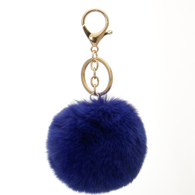8cm Fur Brand Bag Fluffy Pompns Keychain Pom Pom Car Keyring Gold Color Chains pompons Rex Rabbit Fur Charms Chain. 