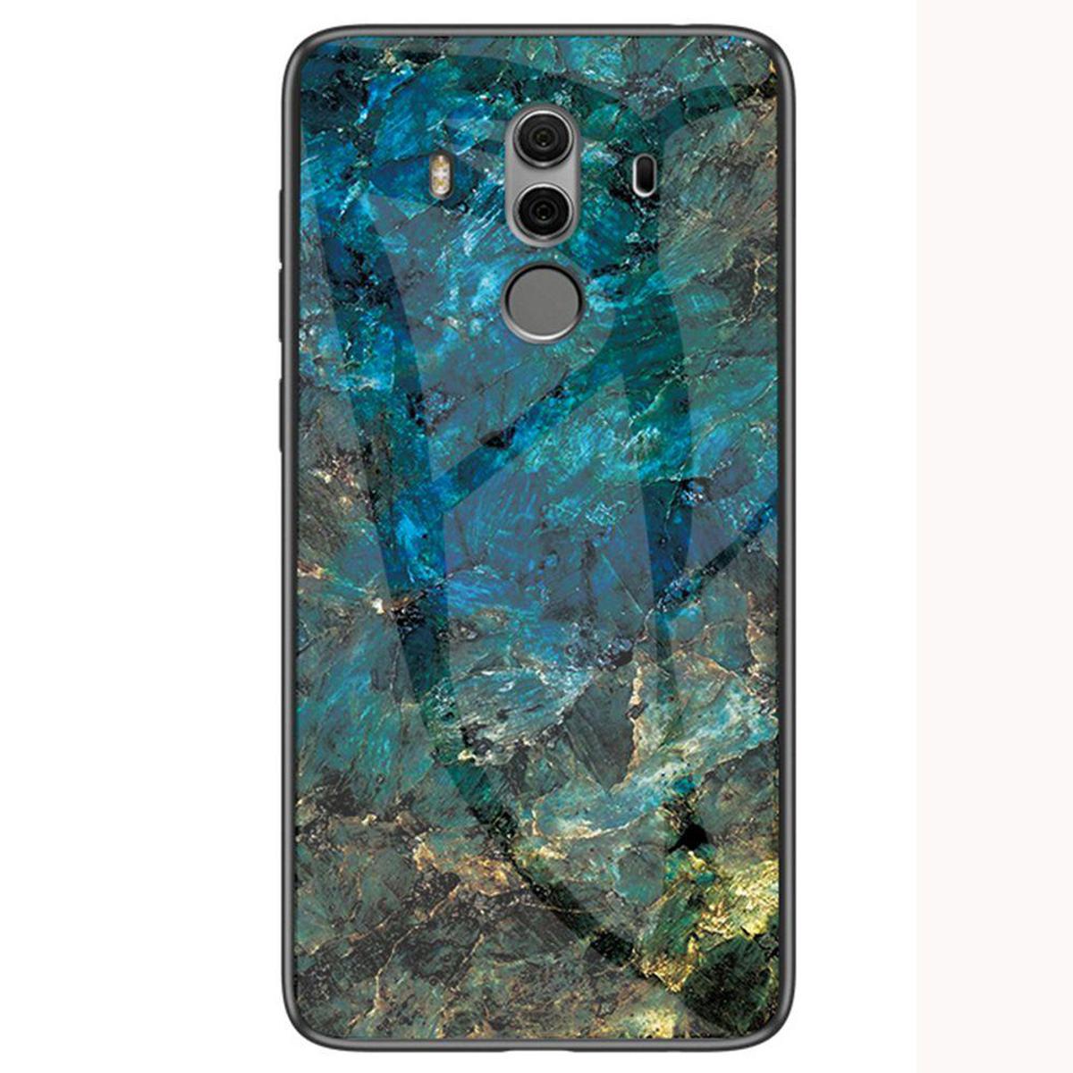 Case for Huawei Mate 10 Pro Tempered Glass Protective Layer on the Back and TPU Bumper Anti+shock Shock Absorption Protective Cover