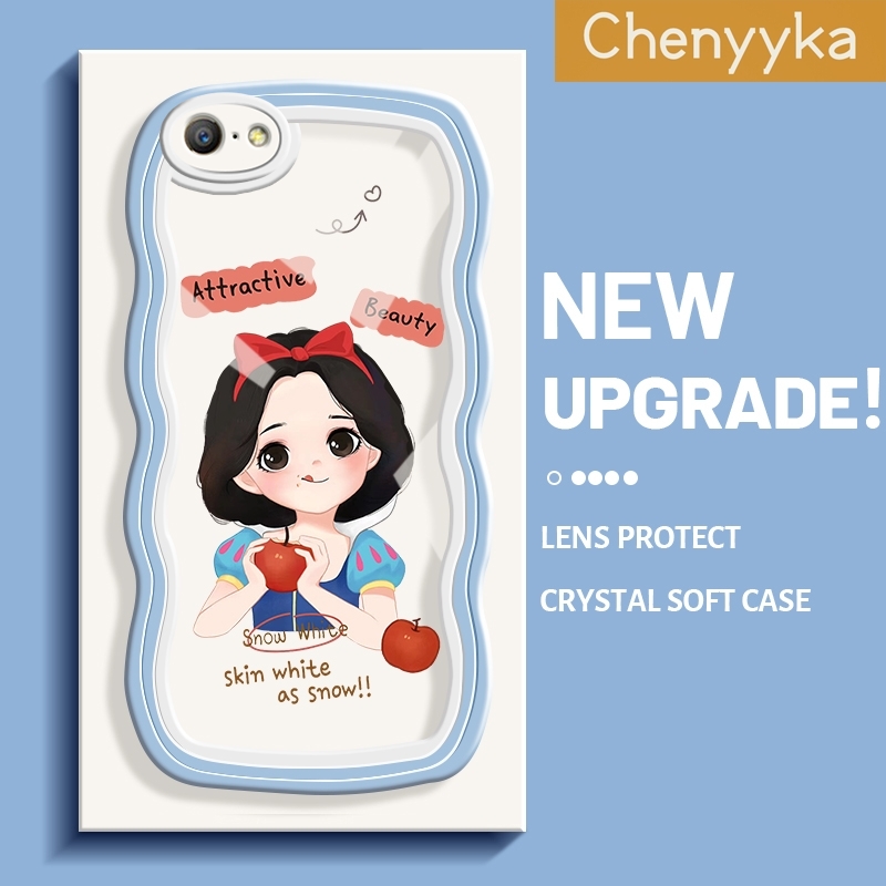 Chenyyka For OPPO A57 2016 OPPO A39 Case Cartoon Snow White New Design Colorful Lovely Wave Border Soft Clear Shockproof Phone Cases Creative Camera Transparent Casing Simple Gentle Protective Cover