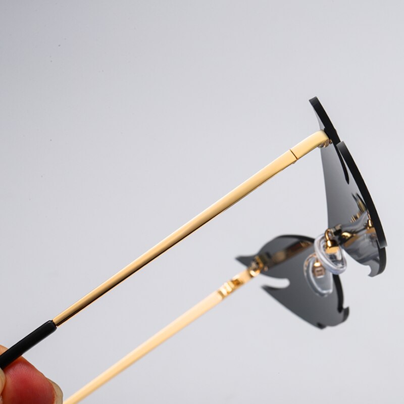 【happy one】C3 black silverLongKeeper 2020 Punk Style Sharp Shape Sunglasses Fashion Rimless Cat Eye Sun Glasses oculos feminino. 