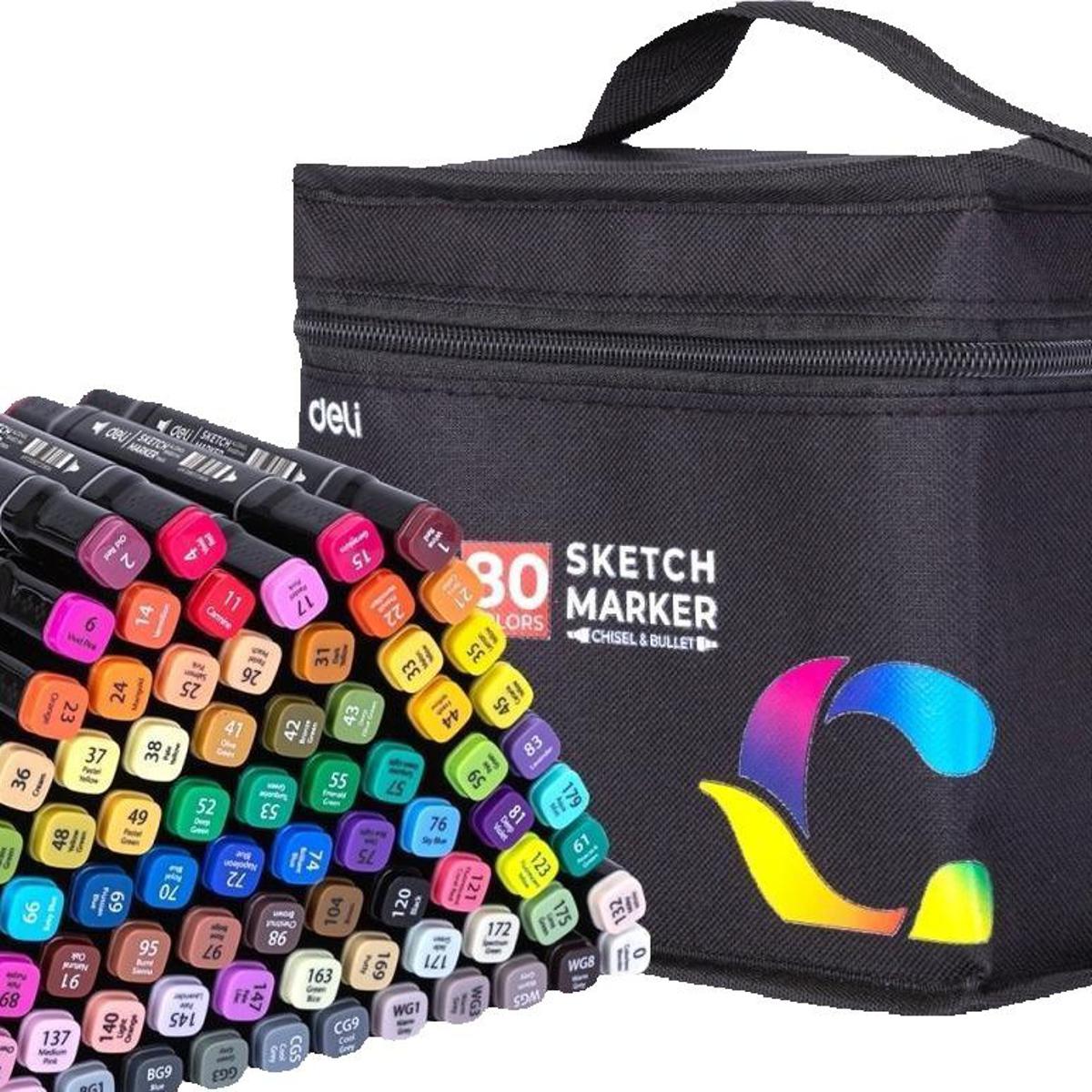 Deli 80 Colors Professional Art Marker Set Alcoholl Based Sketch Marker Pen For Drawing. 