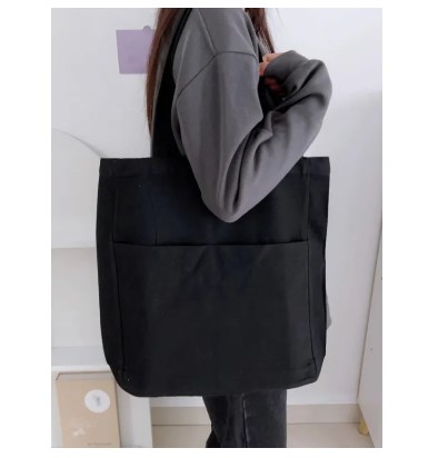 Canvas Tote Bag with Outside Pocket Exclusive Design Shopping Bag /College University Bag, Tote Bag, Canvas Bag with Zipper.