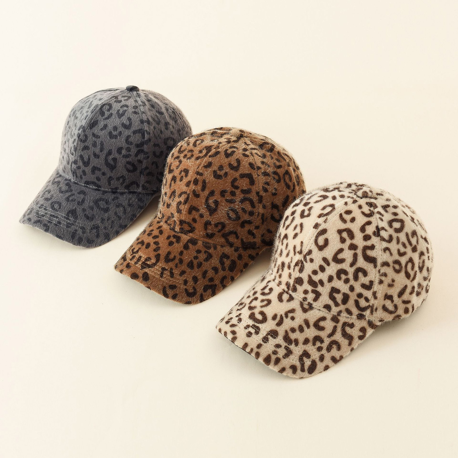 Casual Cap Hook Loop Fasteners Uni Faux Fur Baseball Cap. 