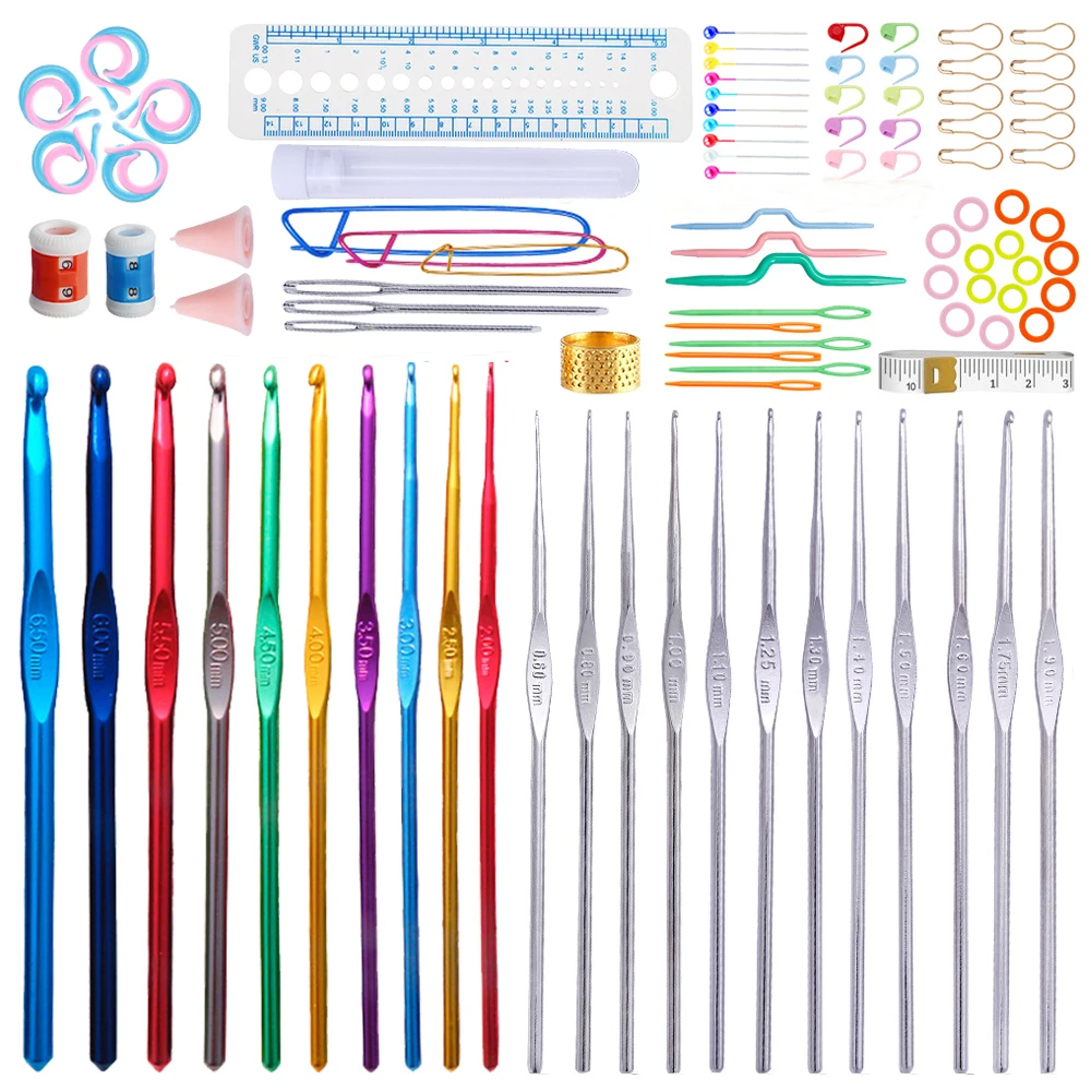 Crochet Hook Set | Different Sizes of Crochet Aluminum Hooks and Various Crocheting Accessories | Crocheting Set for Beginners and Experienced Crocheters. 