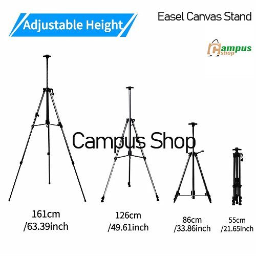 Easel Canvas Stand for Paintings Artist Drawing 63" Art Tripod Aluminum Floor Display Adjustable 52-162 cm Sketching Telescopic Holder for Poster, Wedding Picture with Carry Bag. 