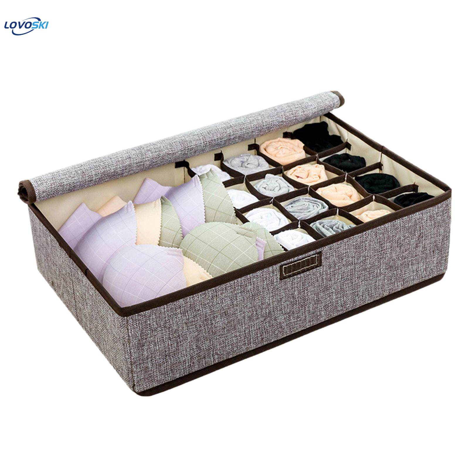 Closet Organizer Sock Storage Box with Lid Multipurpose Rectangular under Bed Organizer. 