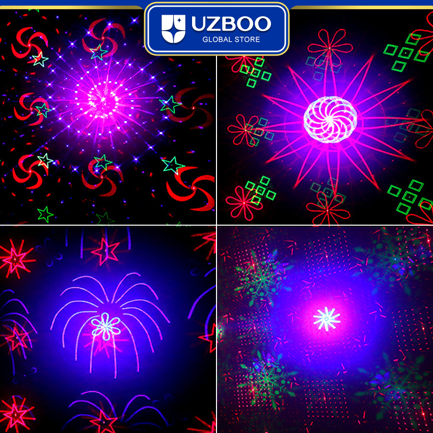 UZBOO 128/64 Pattern Laser Stage Lights DJ Disco Lamp Party Projector Lights Sound Activated Strobe Lights RGB Laser Projector For Birthday Wedding KTV Bar Concert USB Plug. 