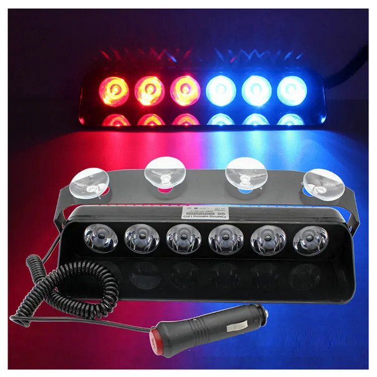 Dashboard 6 LED 15 Flash Modes Car Emergency Light - Red & Blue