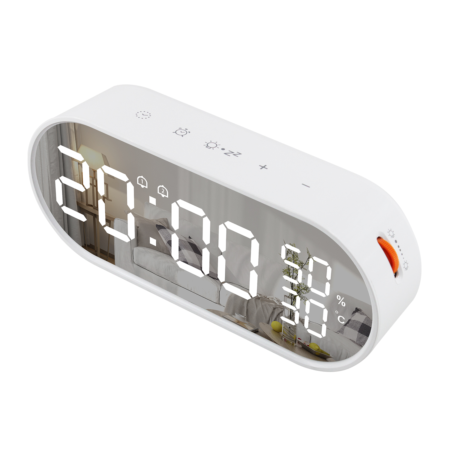 FanJu Mirror Digital Alarm Clock Table Snooze LED Display Time Temperatur Humidity Watch Night Light Desktop USB Home Decor. 