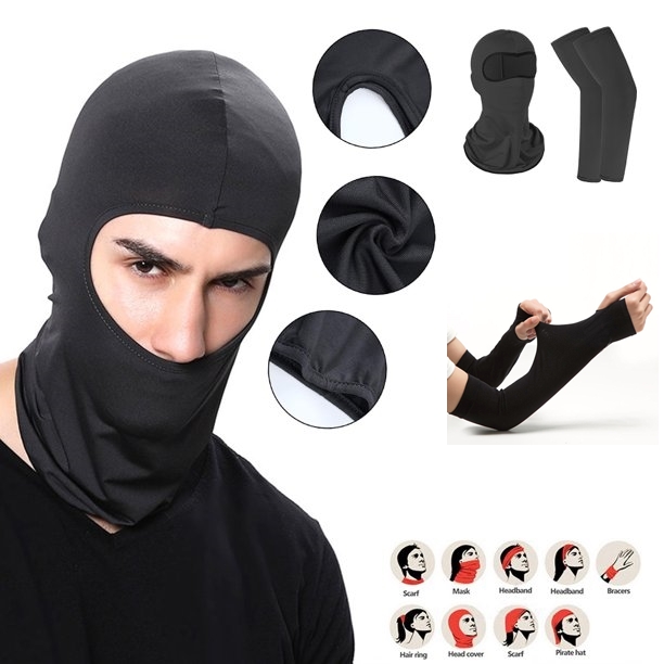 Combo Pack Face Bandanas with Ear Loops & Hand Gloves. 