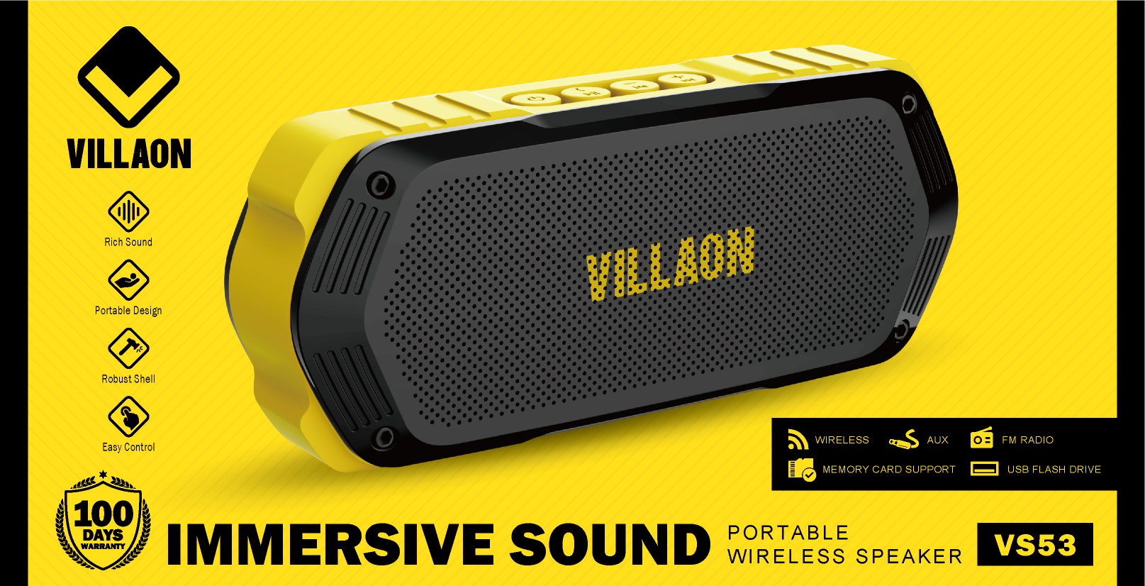 Wireless Speaker VILLAON VS53 Black. 